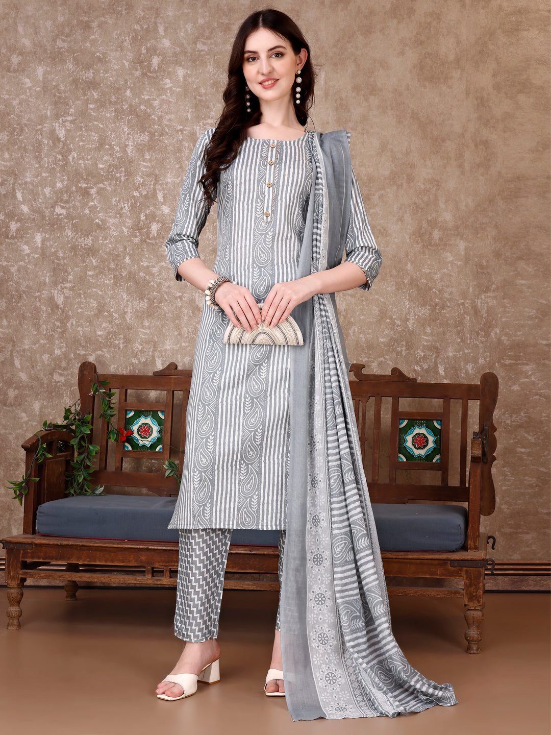 Printed Kurta With printed Pant & Dupatta