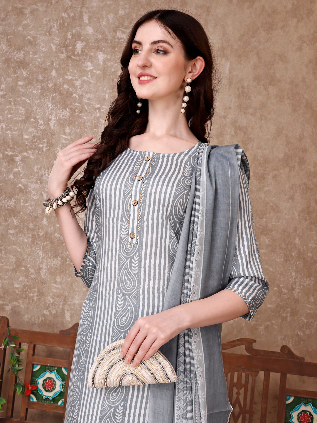 Printed Kurta With printed Pant & Dupatta