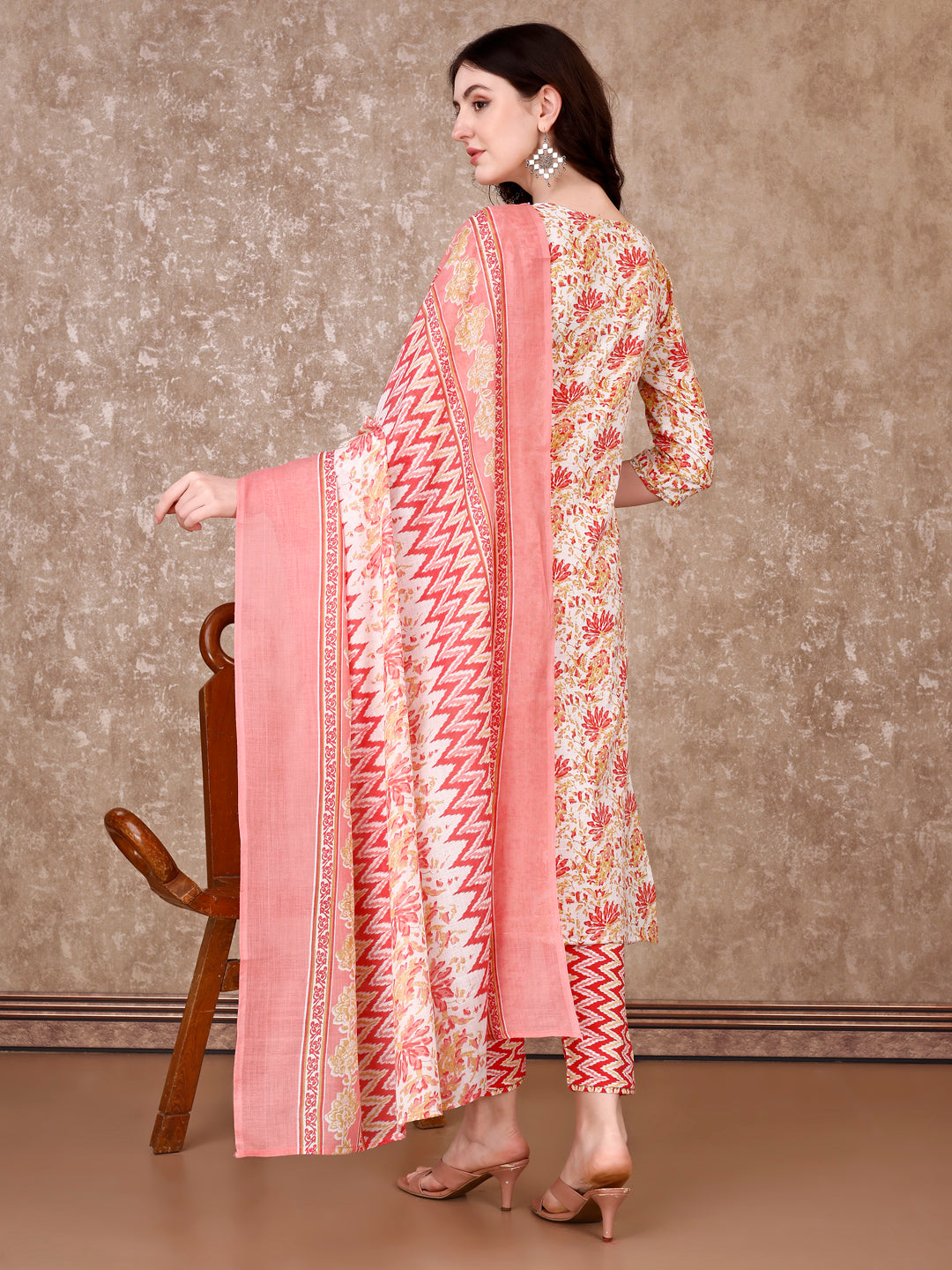 Floral Printed Kurta With printed Pant & Dupatta