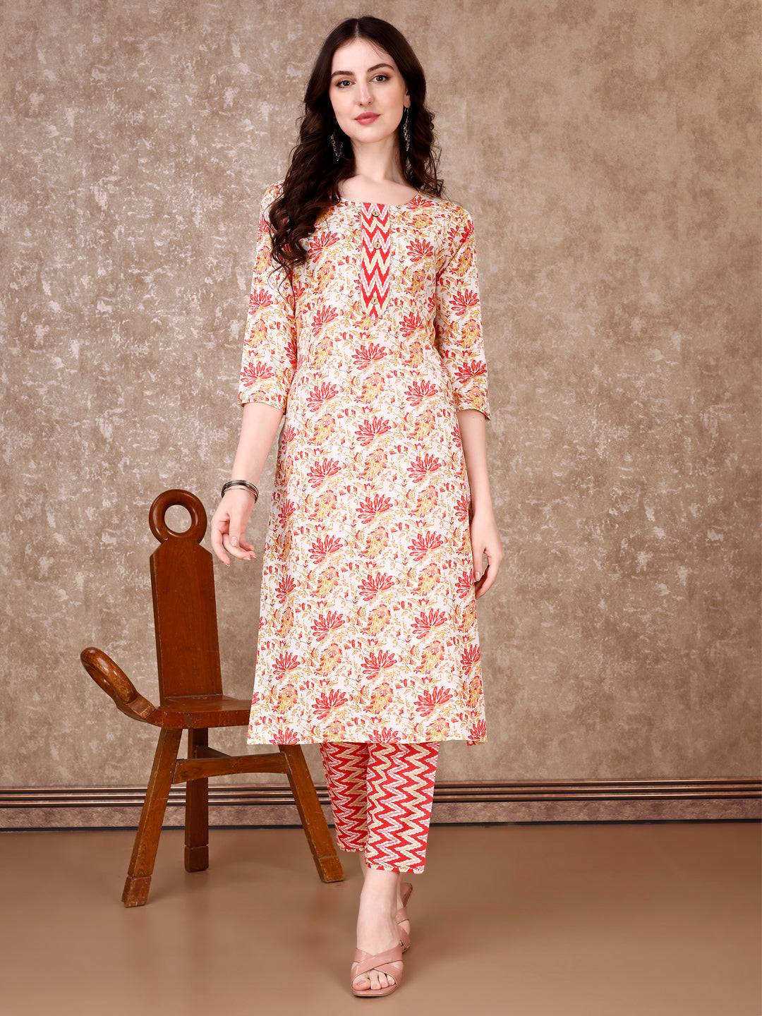 Floral Printed Kurta With printed Pant & Dupatta