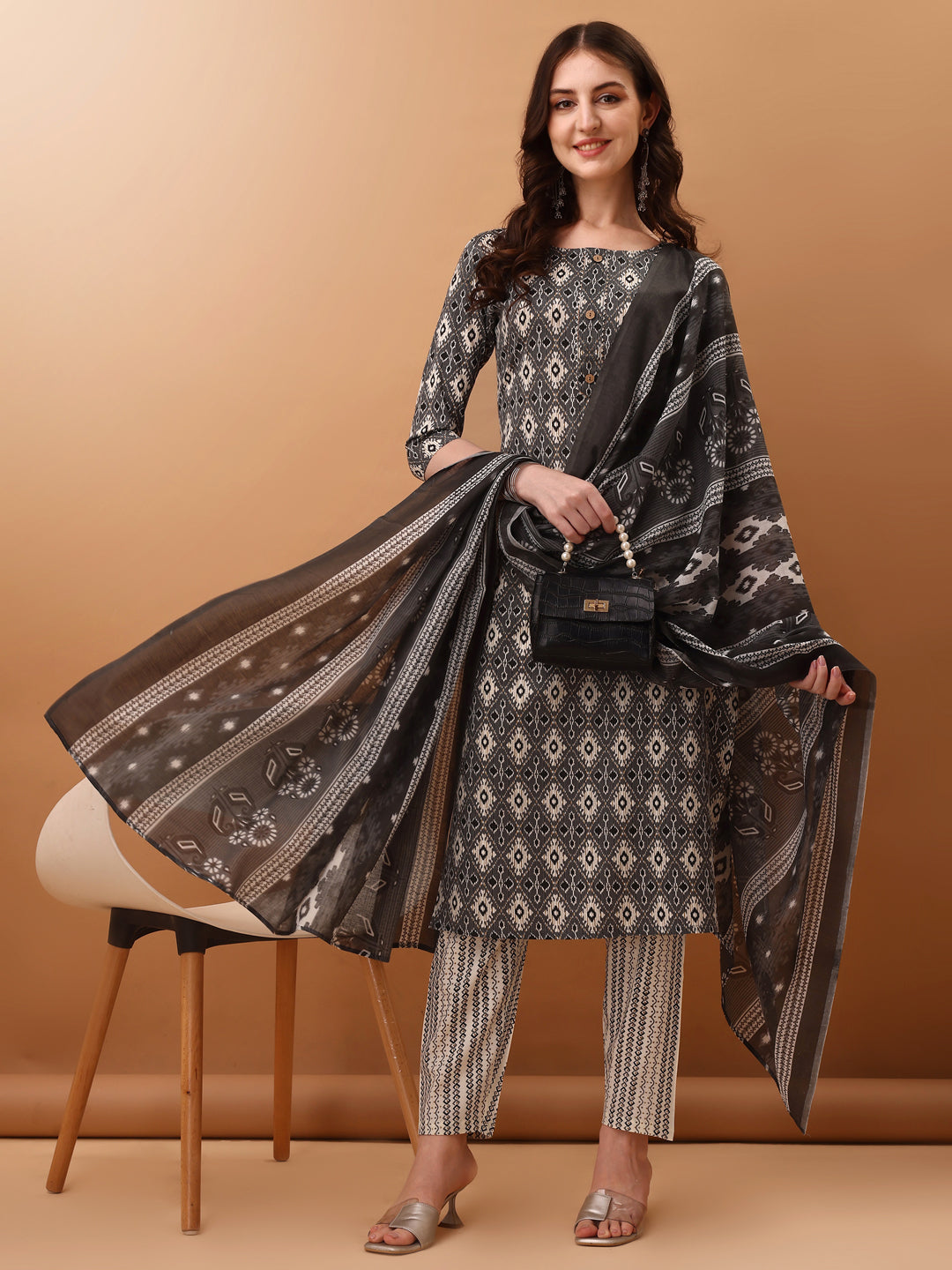 Ethnic Motifs Printed Kurta with Pant & dupatta