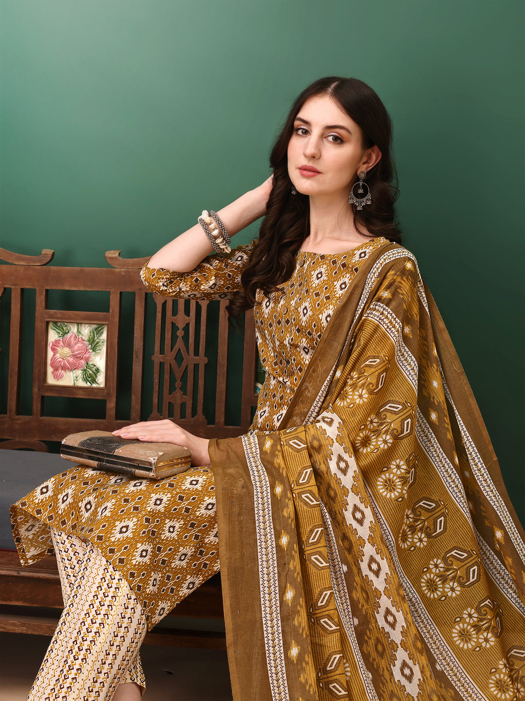 Ethnic Motifs Printed Kurta with Pant & dupatta