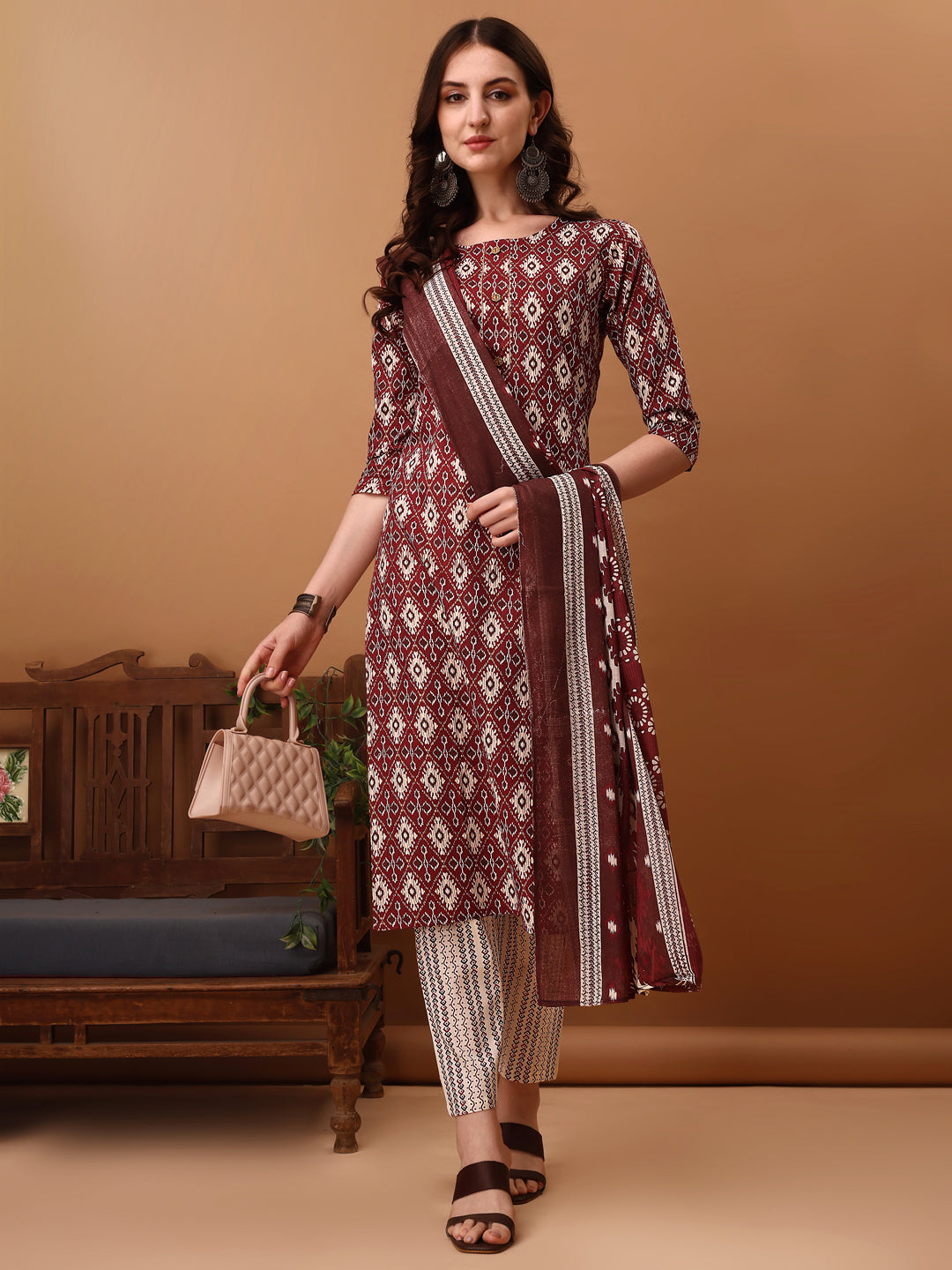 Ethnic Motifs Printed Kurta with Pant & dupatta