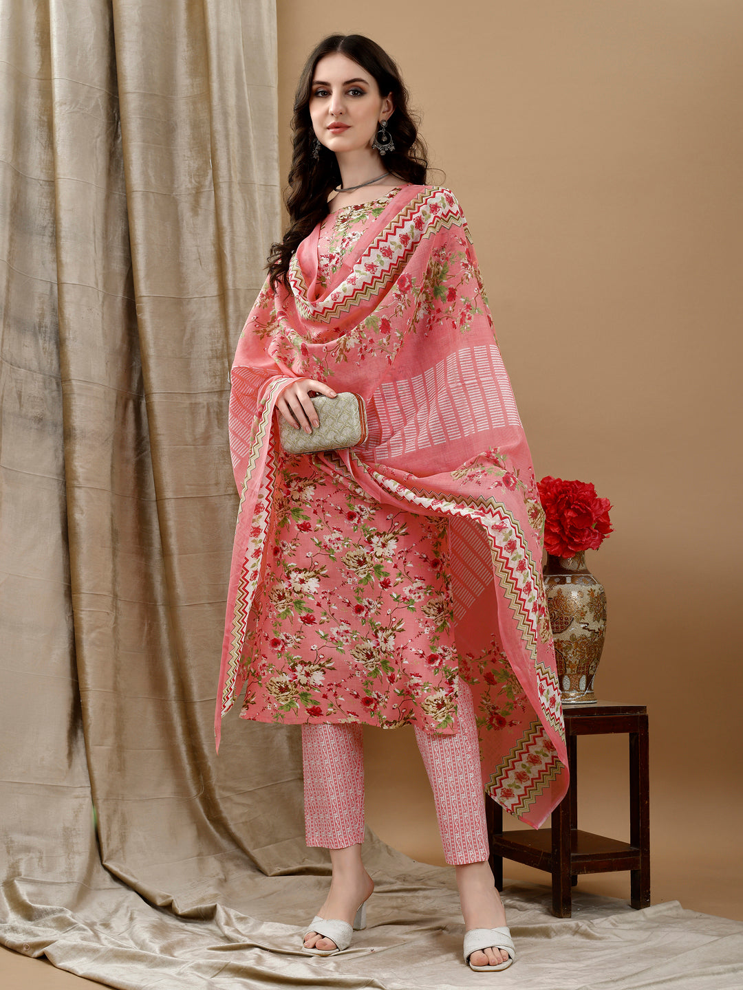 Floral Printed Kurta with pant & dupatta