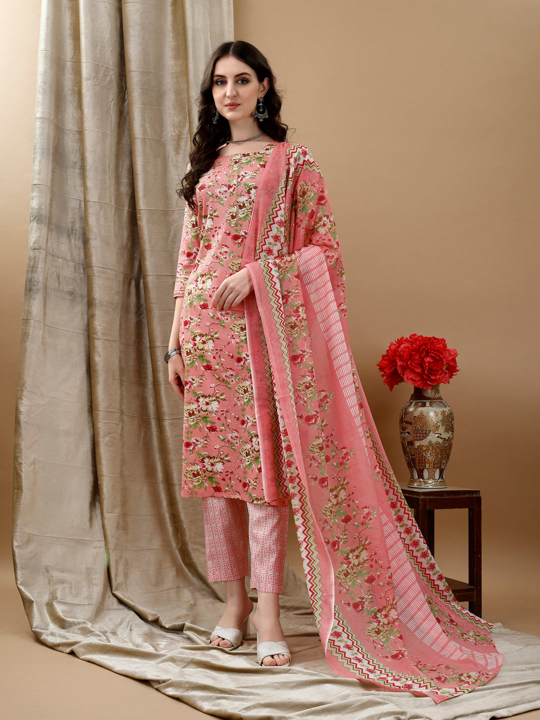 Floral Printed Kurta with pant & dupatta