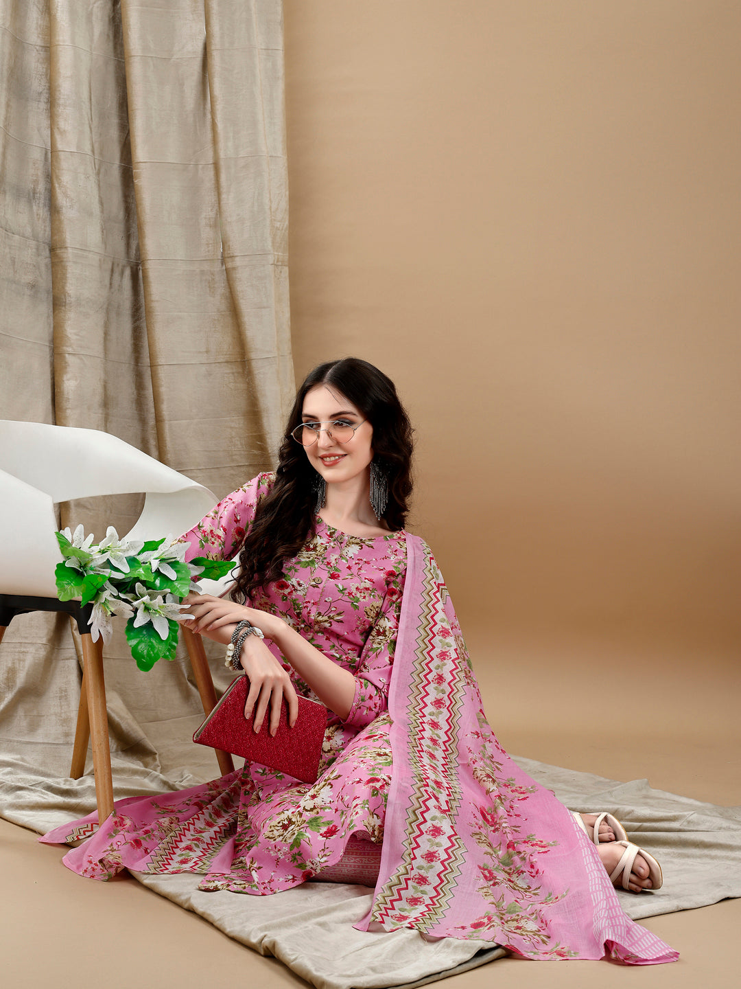 Floral Printed Kurta with pant & dupatta