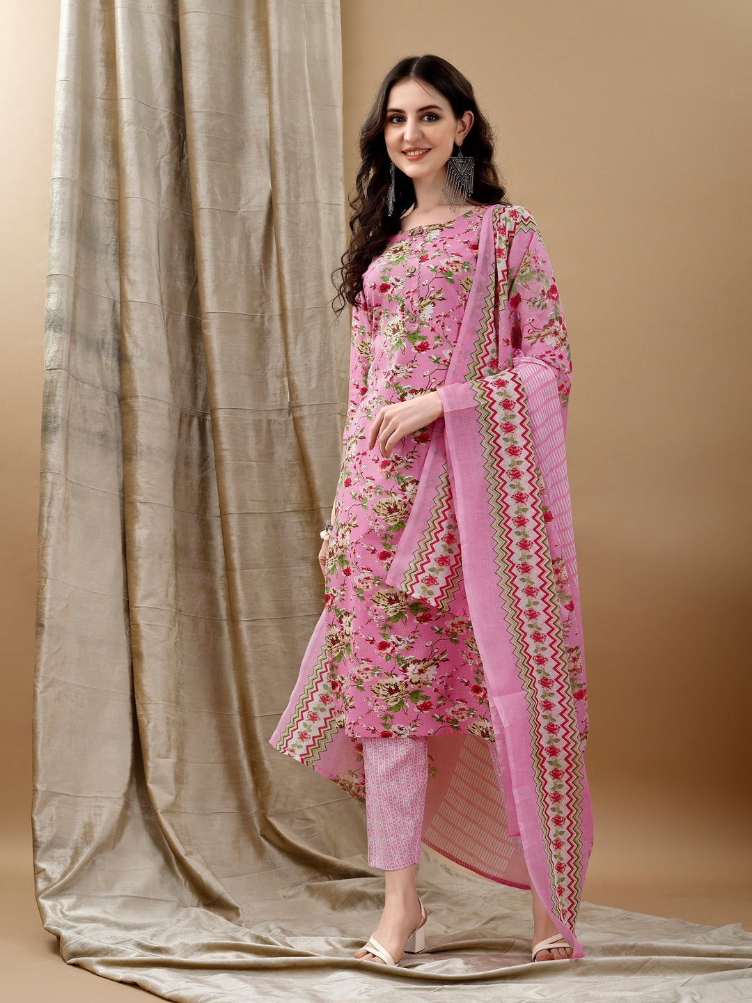 Floral Printed Kurta with pant & dupatta