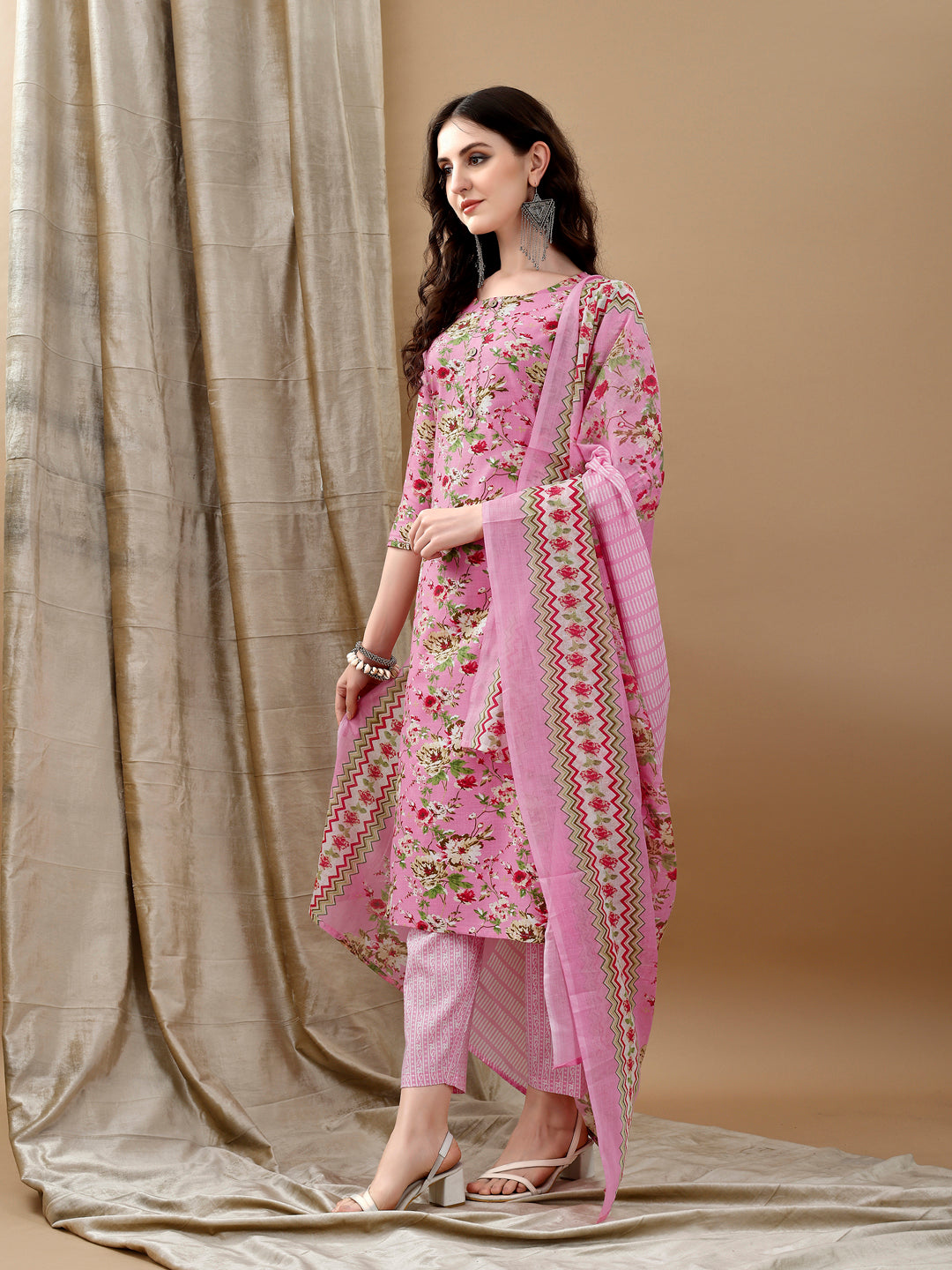 Floral Printed Kurta with pant & dupatta