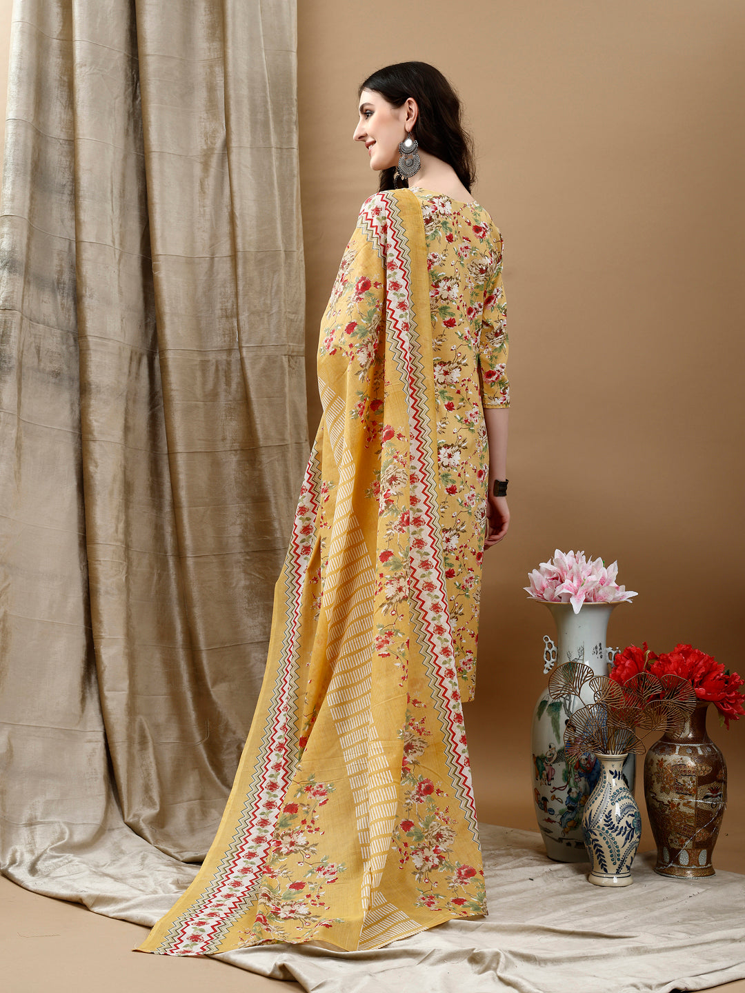 Floral Printed Kurta with pant & dupatta