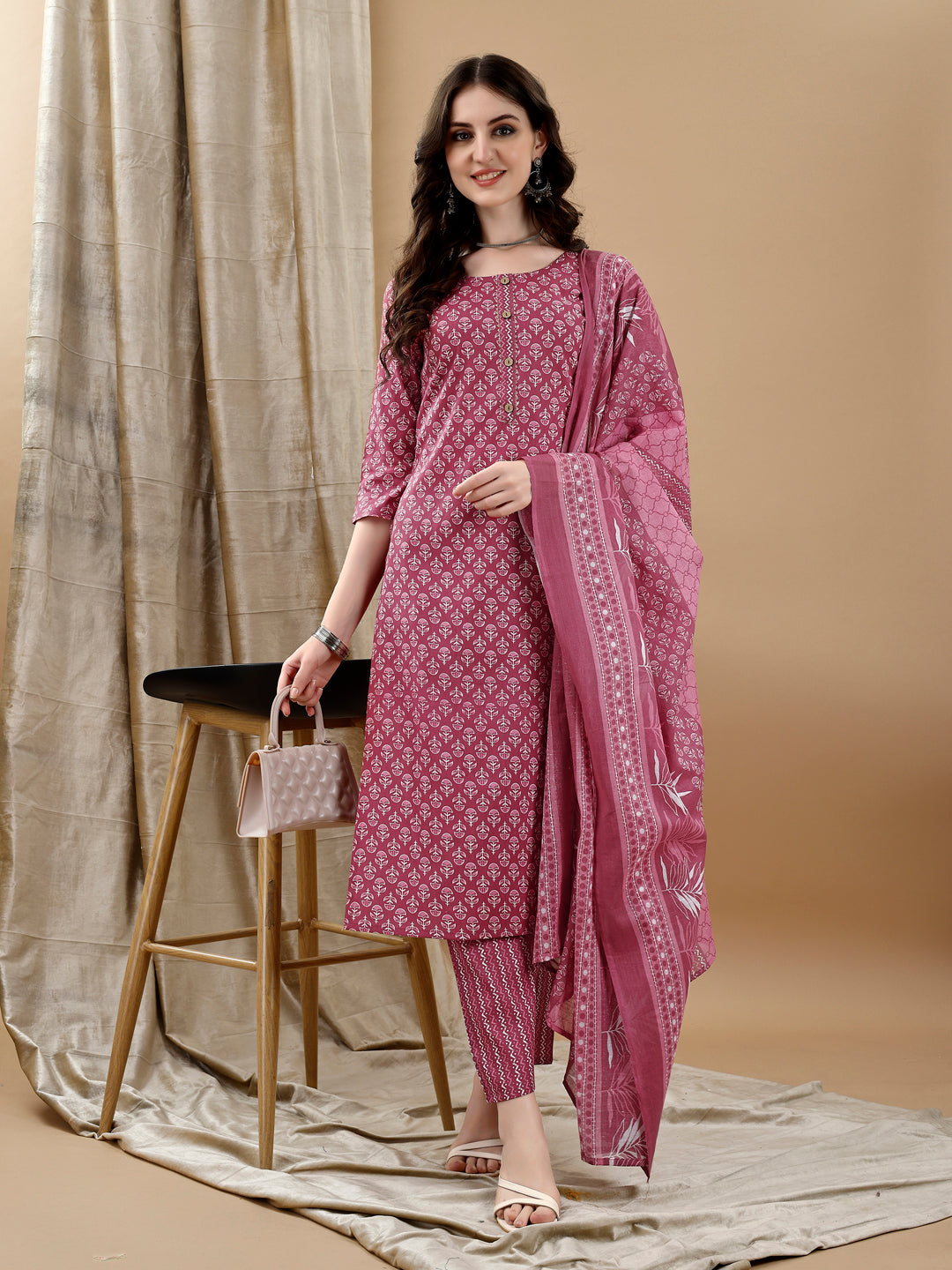 Ethnic Motifs Printed Kurta with pant & Dupatta