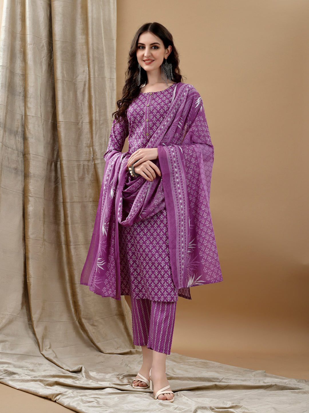 Ethnic Motifs Printed Kurta with pant & Dupatta