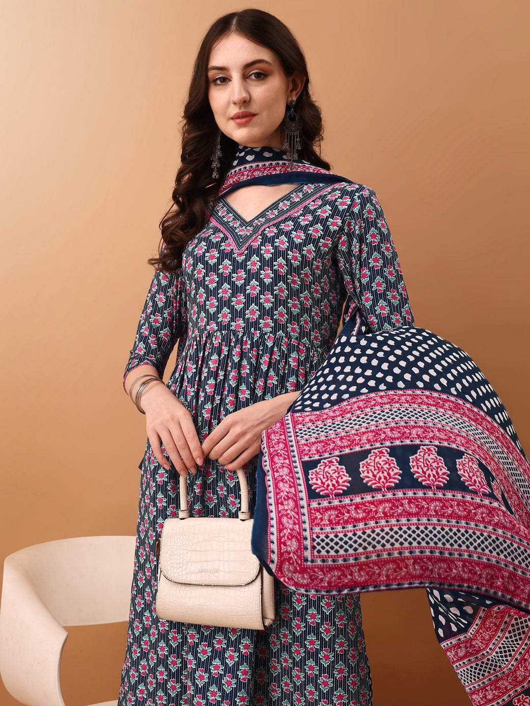 Nyra Cut Ethnic Motifs Printed Kurta with pant & dupatta