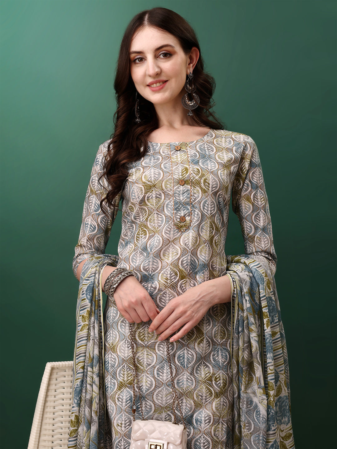 Floral Printed Kurta with pant & dupatta