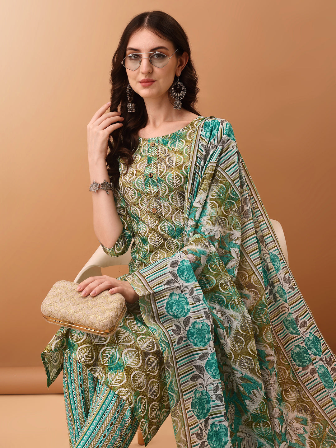 Floral Printed Kurta with pant & dupatta