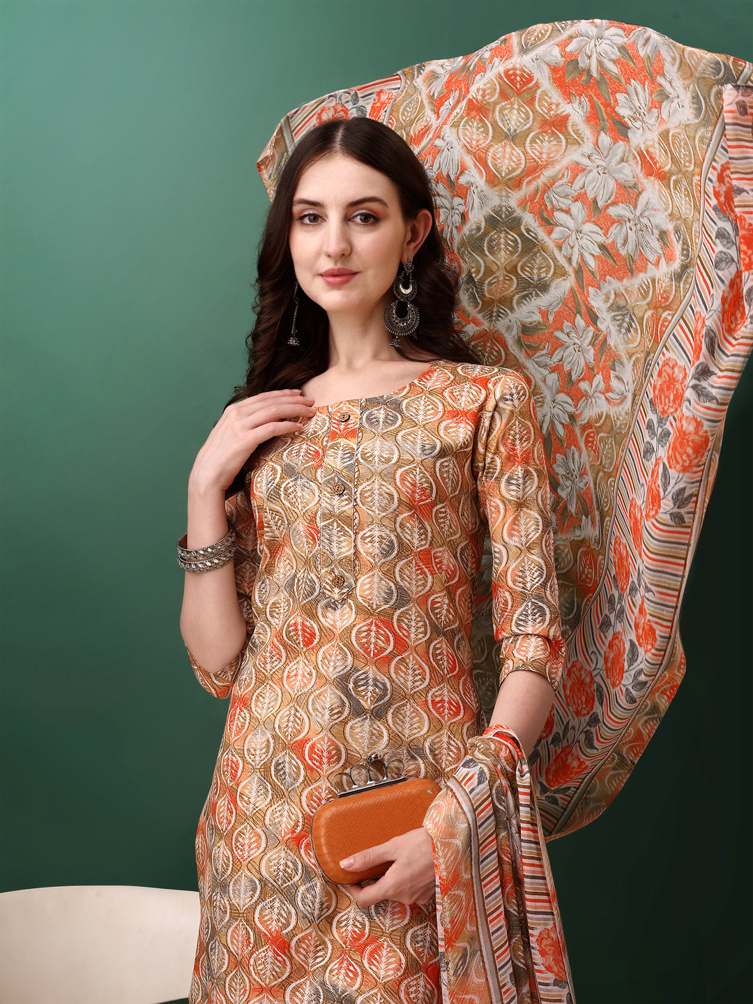 Floral Printed Kurta with pant & dupatta