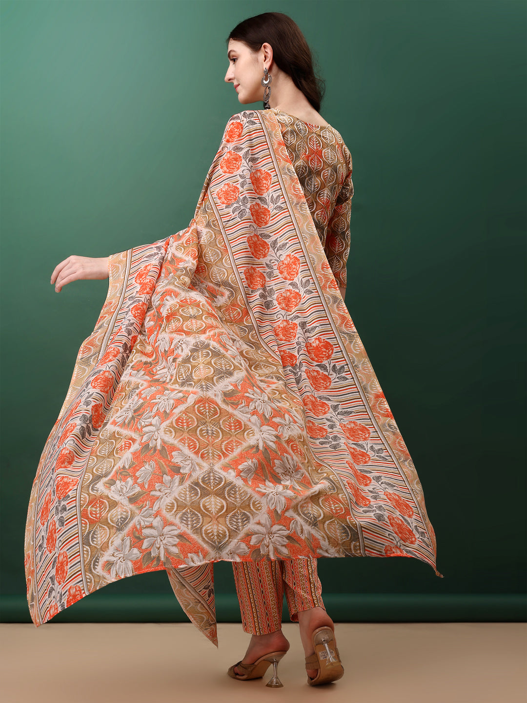 Floral Printed Kurta with pant & dupatta