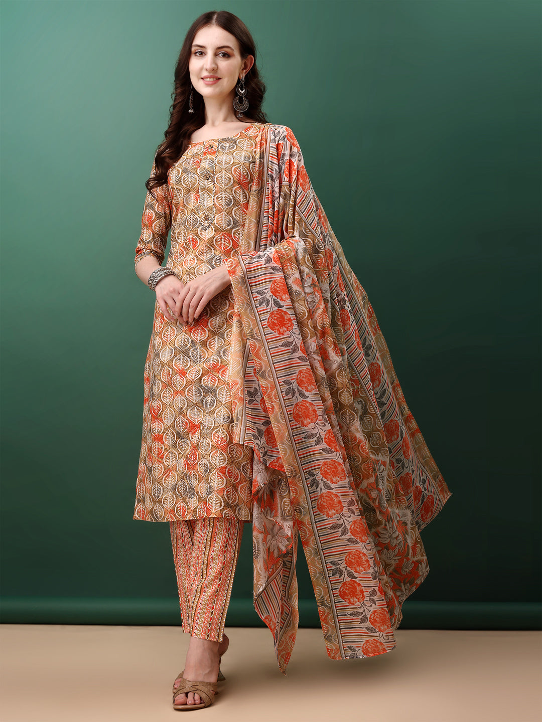 Floral Printed Kurta with pant & dupatta