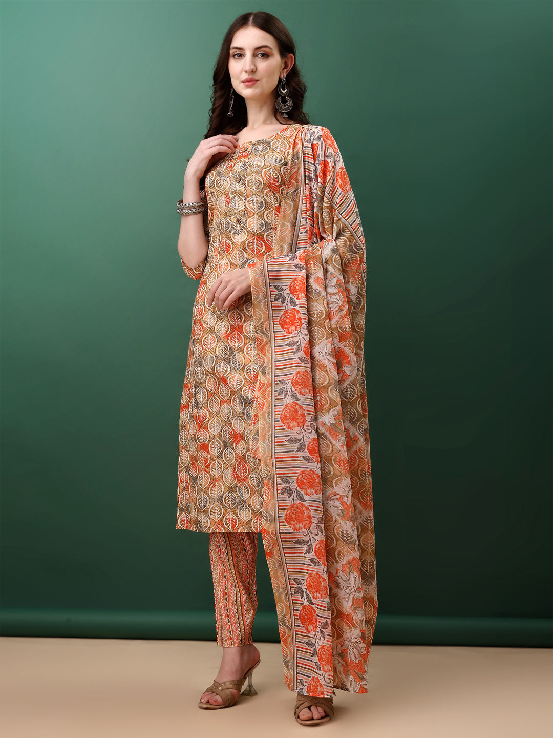 Floral Printed Kurta with pant & dupatta