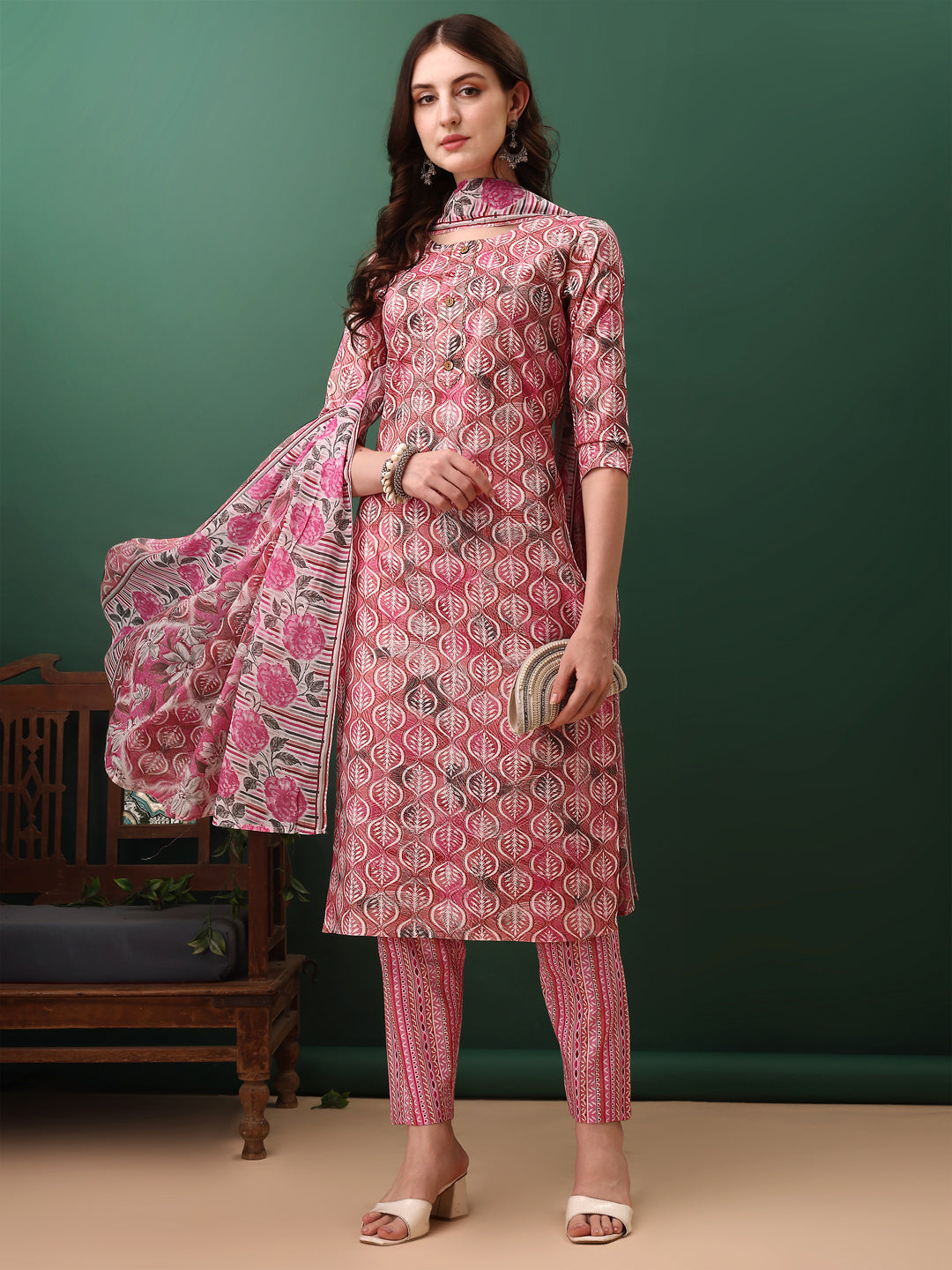 Floral Printed Kurta with pant & dupatta