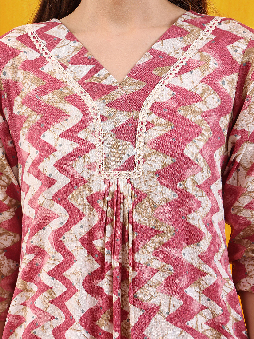 Chevron Printed Kurta with Palazzo Pant & Dupatta