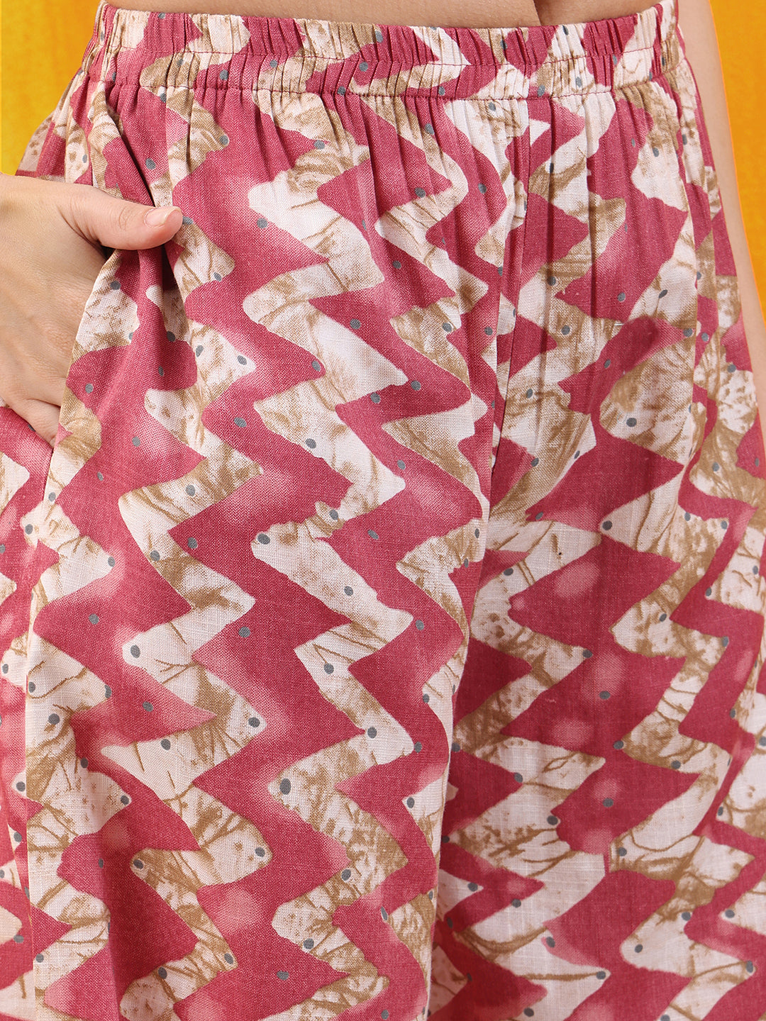 Chevron Printed Kurta with Palazzo Pant & Dupatta