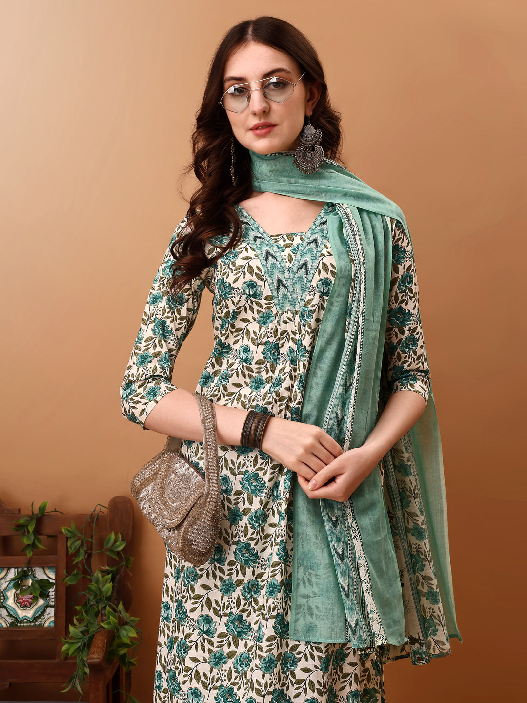 Floral Printed Kurta with Pant & dupatta