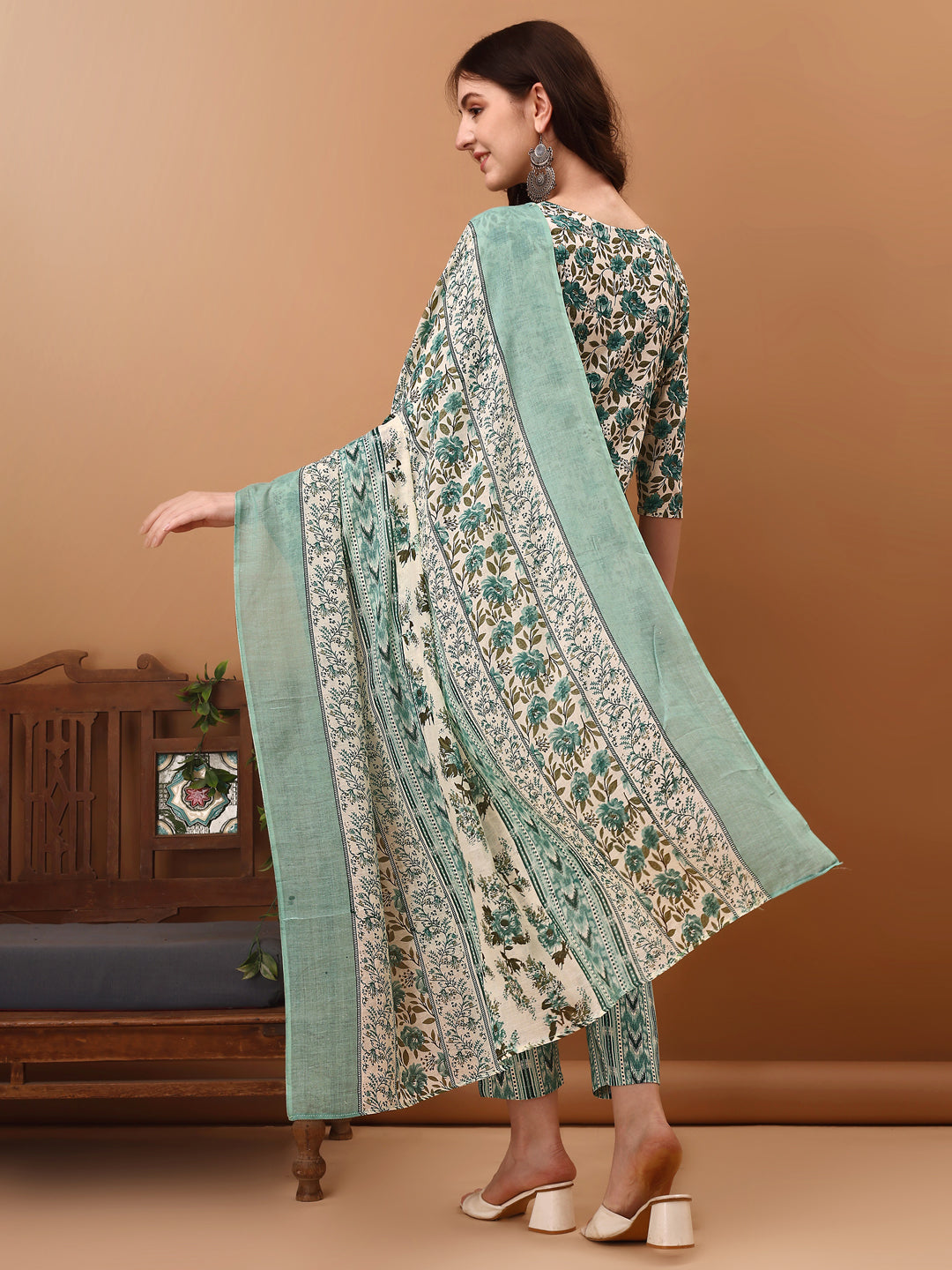 Floral Printed Kurta with Pant & dupatta