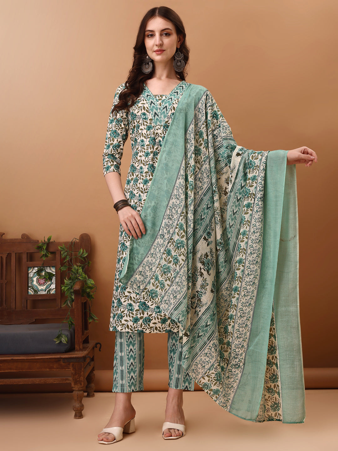 Floral Printed Kurta with Pant & dupatta