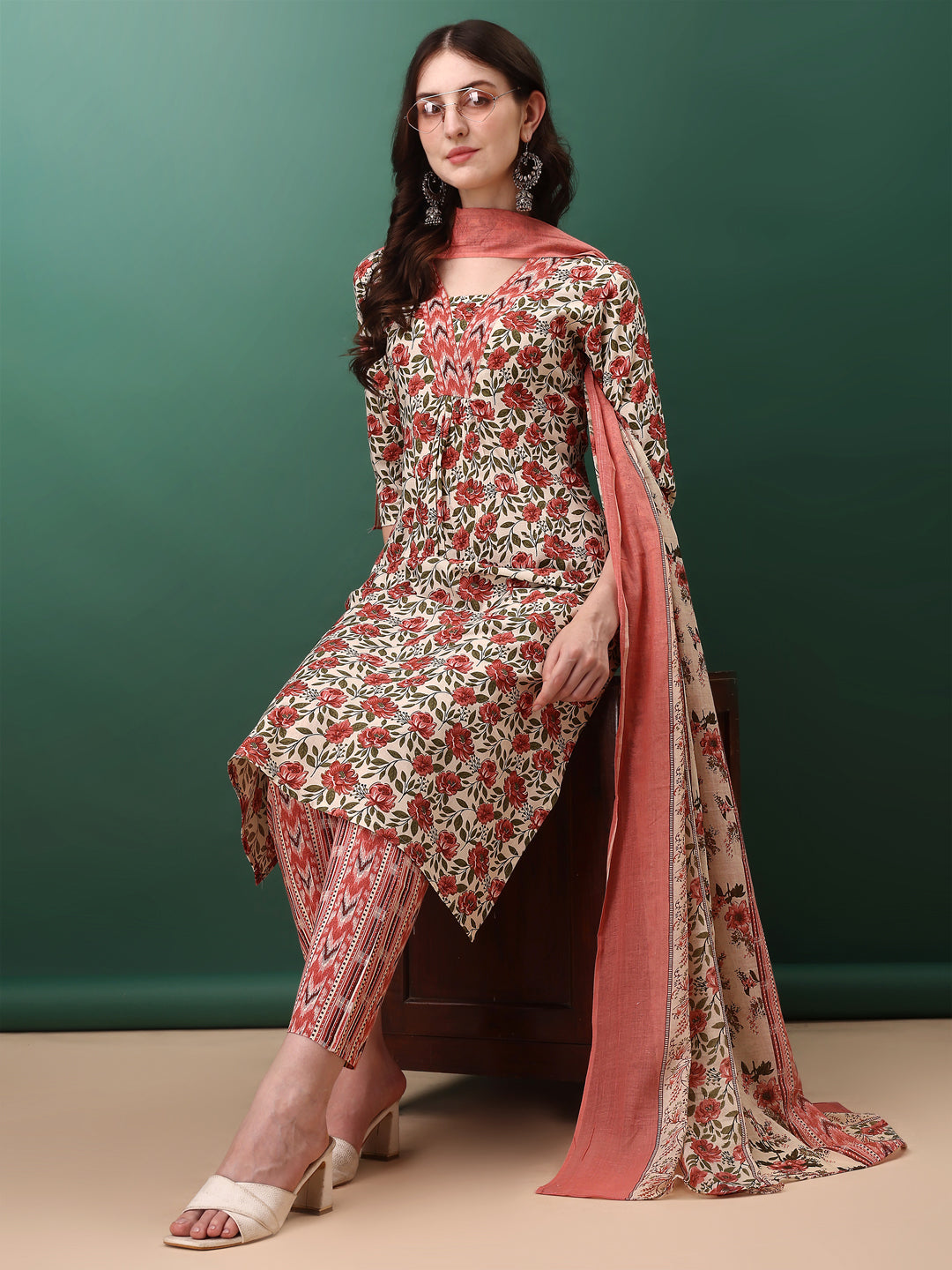 Floral Printed Kurta with Pant & dupatta