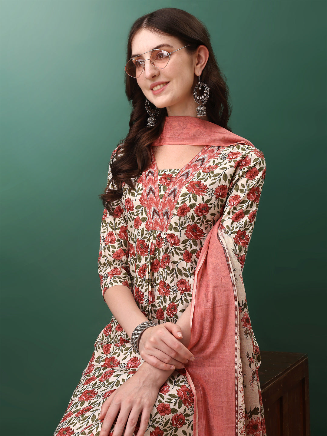 Floral Printed Kurta with Pant & dupatta