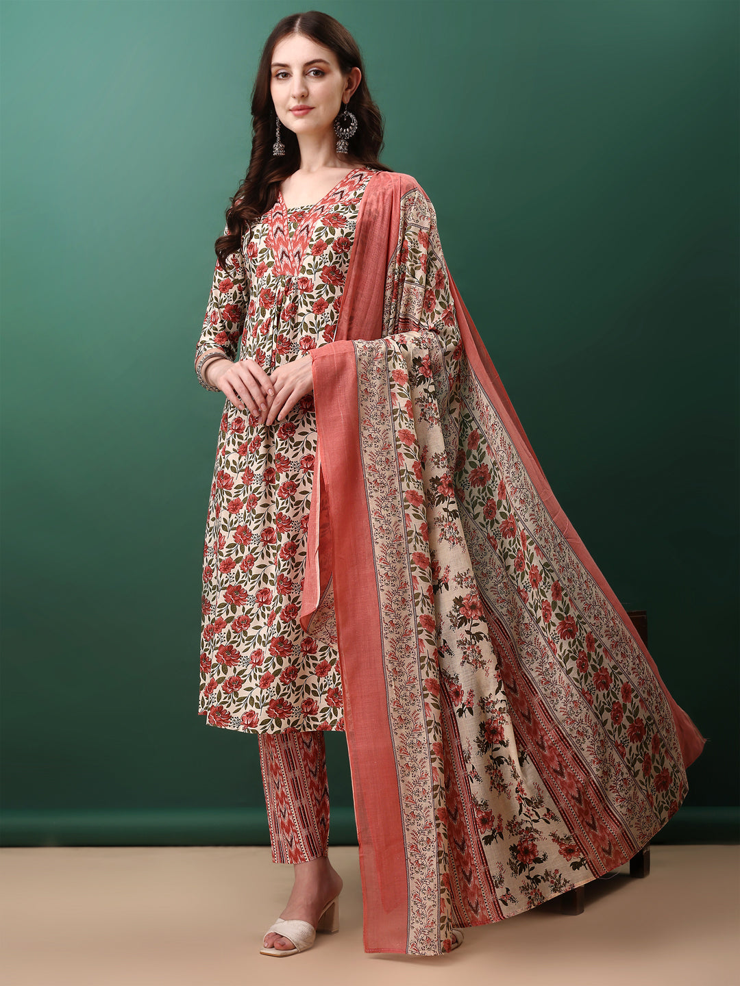 Floral Printed Kurta with Pant & dupatta