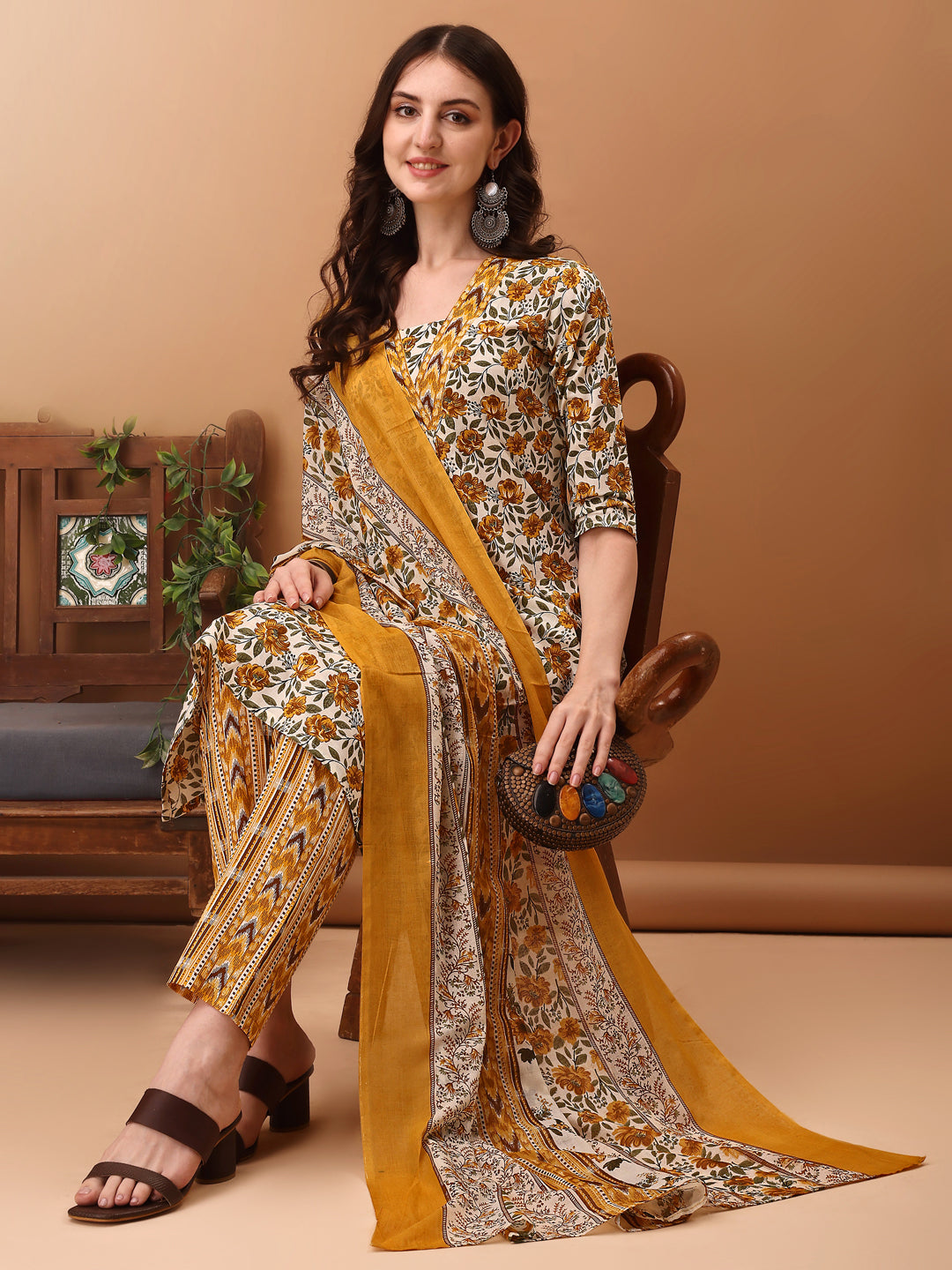 Floral Printed Kurta with Pant & dupatta