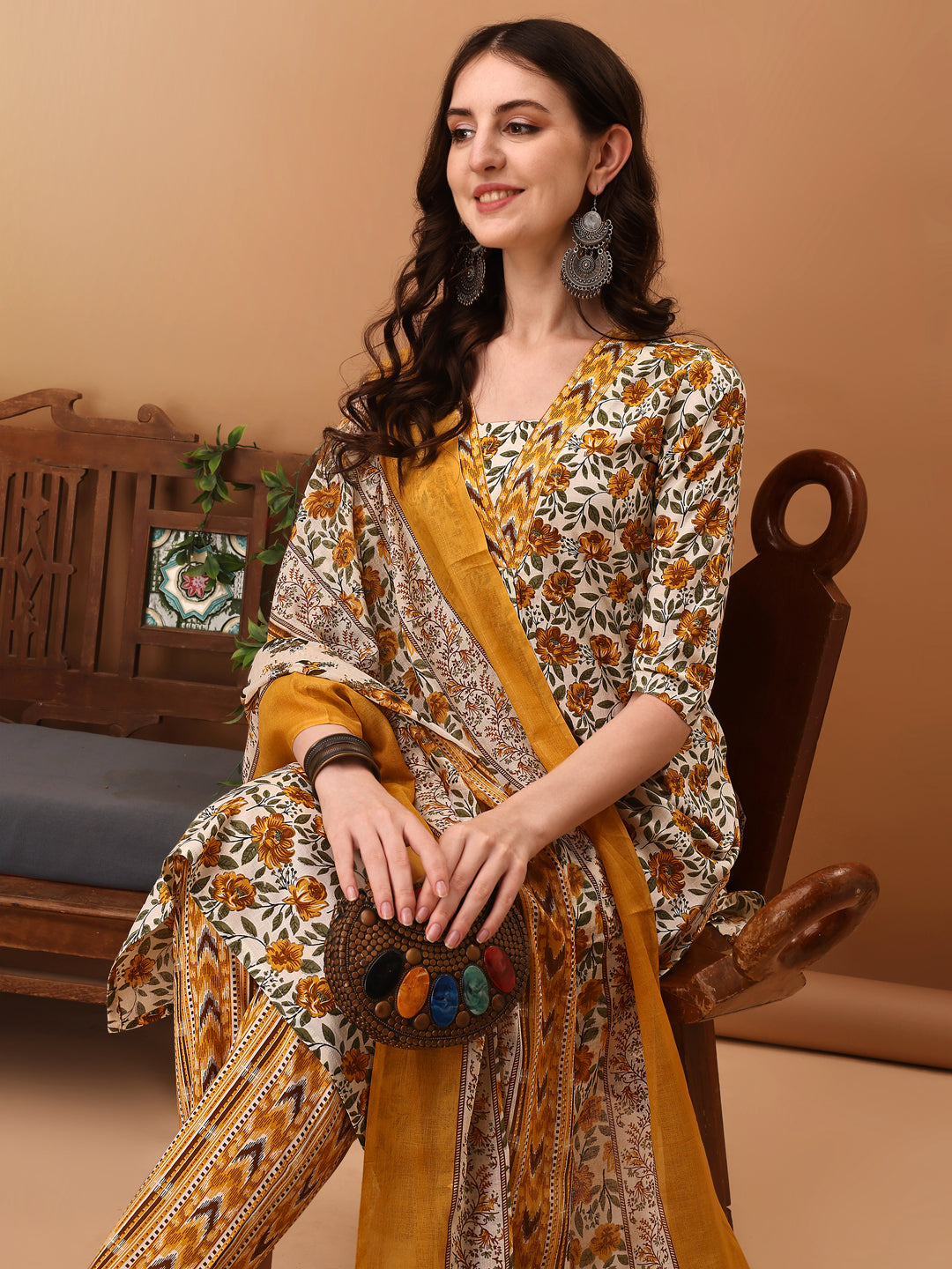 Floral Printed Kurta with Pant & dupatta