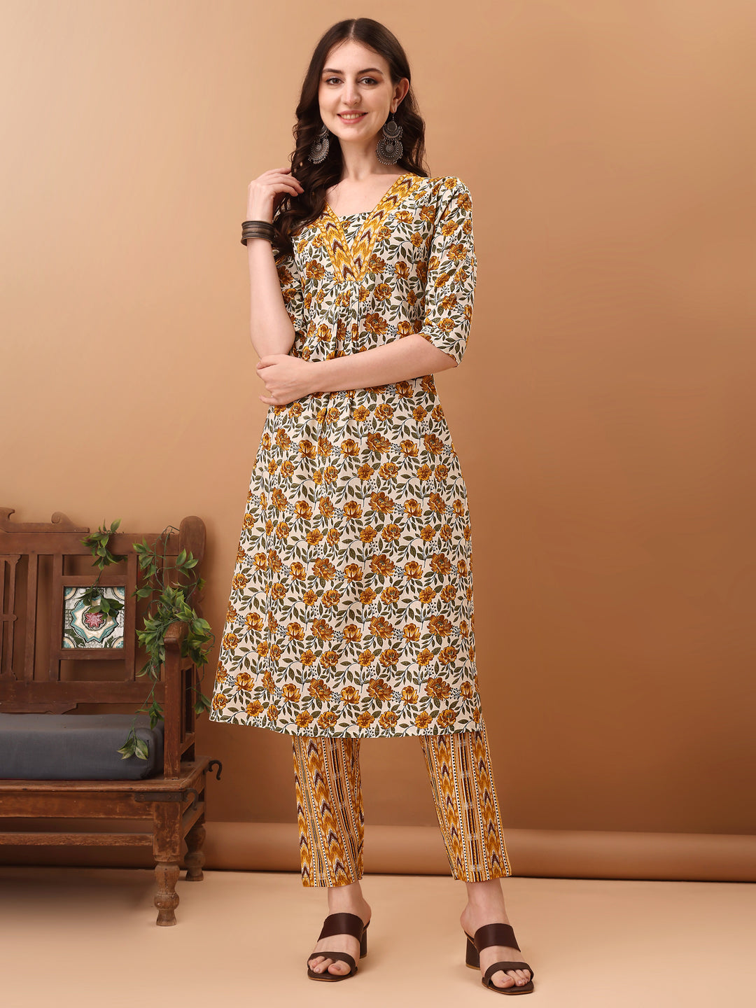 Floral Printed Kurta with Pant & dupatta