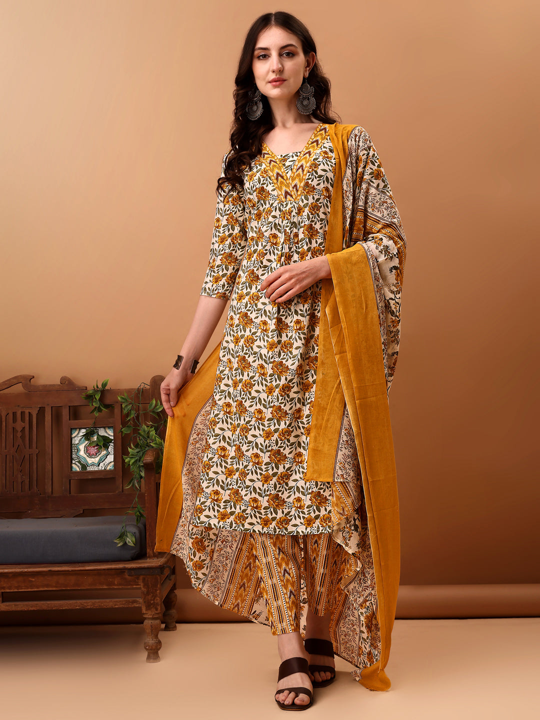 Floral Printed Kurta with Pant & dupatta