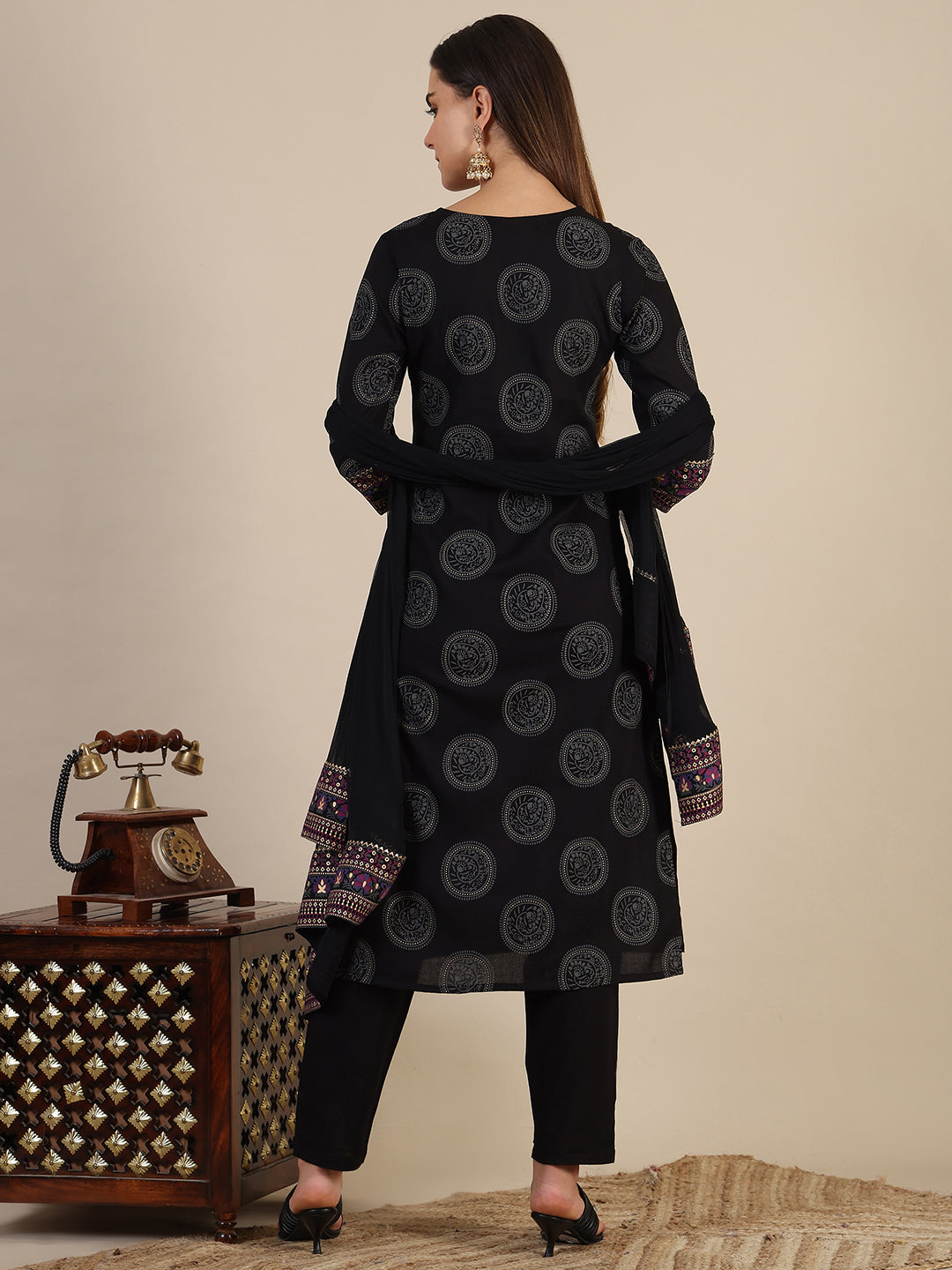 Printed rayon kurta with pant & Printed dupatta