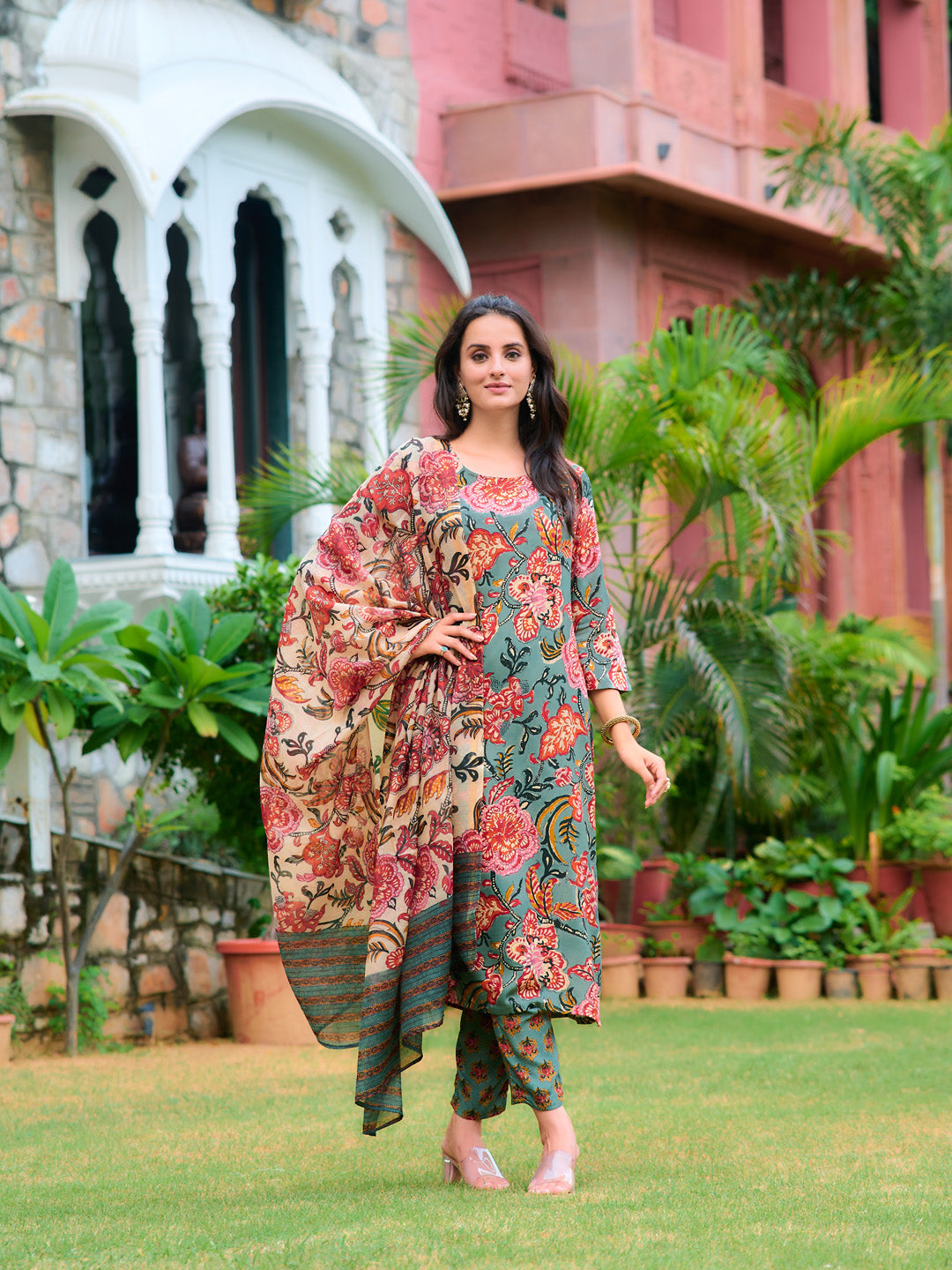 Printed Kurta with pant & Printed Dupatta