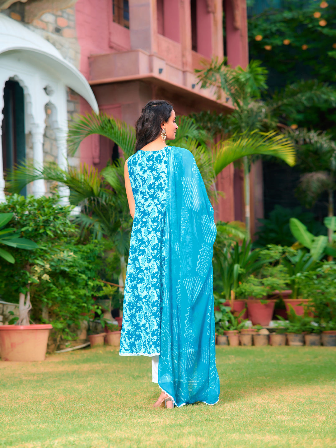 Printed Flared Kurta with pant & Dupatta