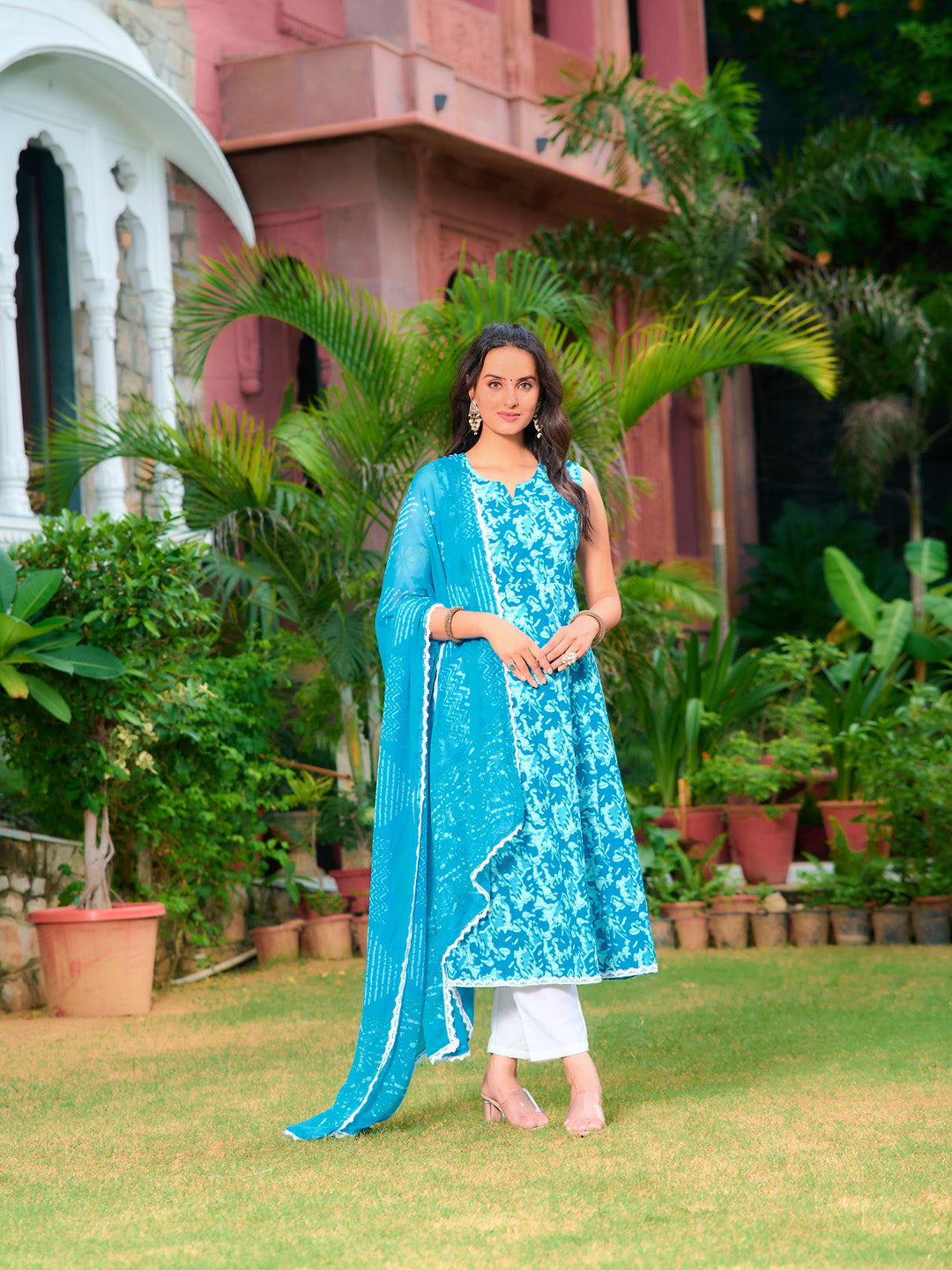 Printed Flared Kurta with pant & Dupatta