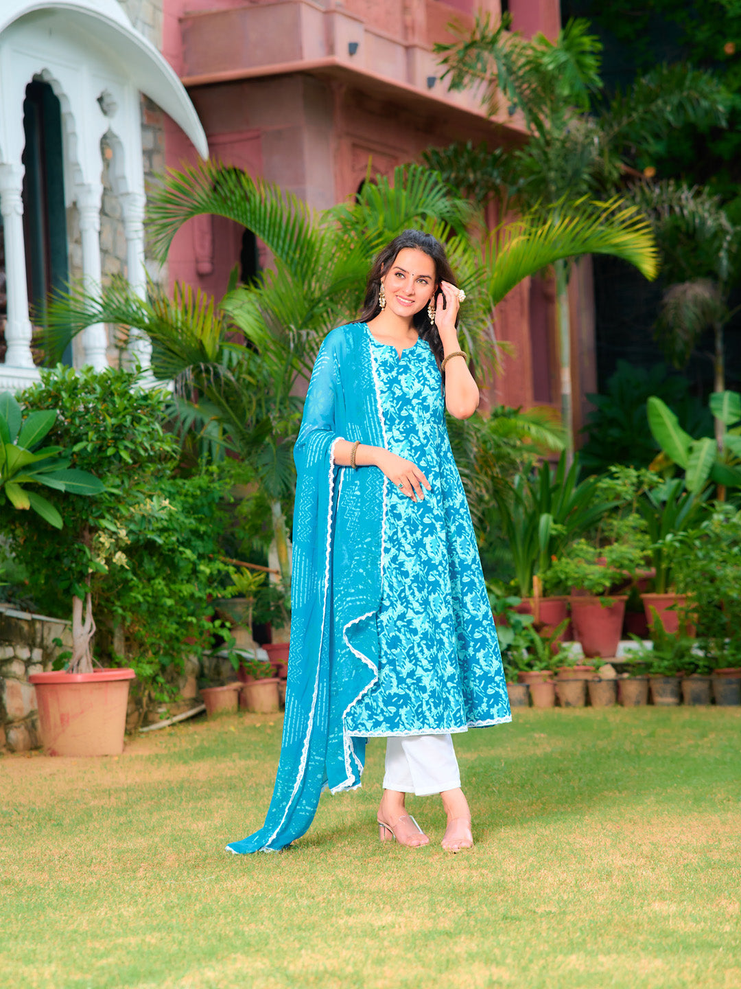 Printed Flared Kurta with pant & Dupatta