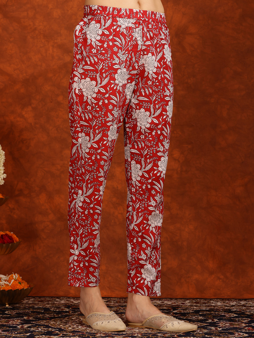 Floral Printed Flared Kurta with pant & Dupatta