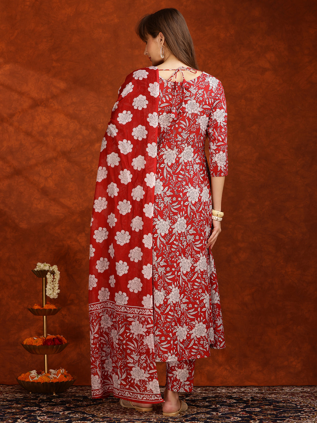 Floral Printed Flared Kurta with pant & Dupatta