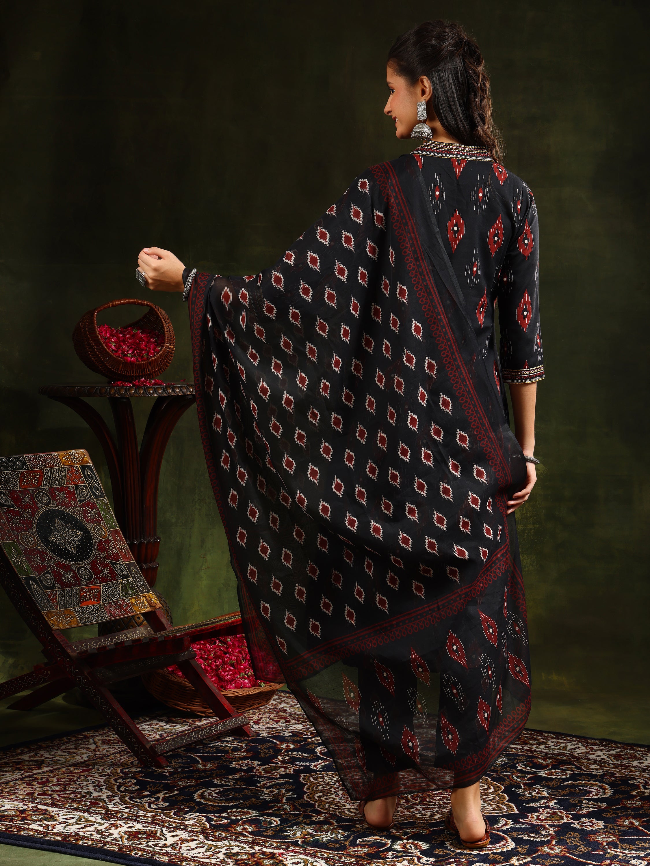 Ethnic Motifs Printed Aline Kurta with pant & Dupatta