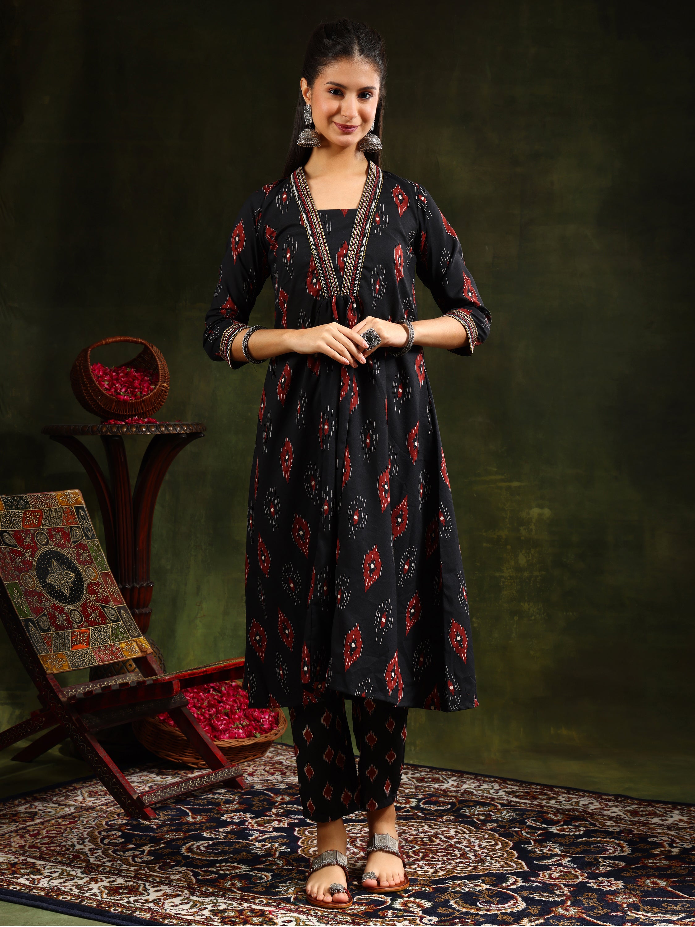 Ethnic Motifs Printed Aline Kurta with pant & Dupatta