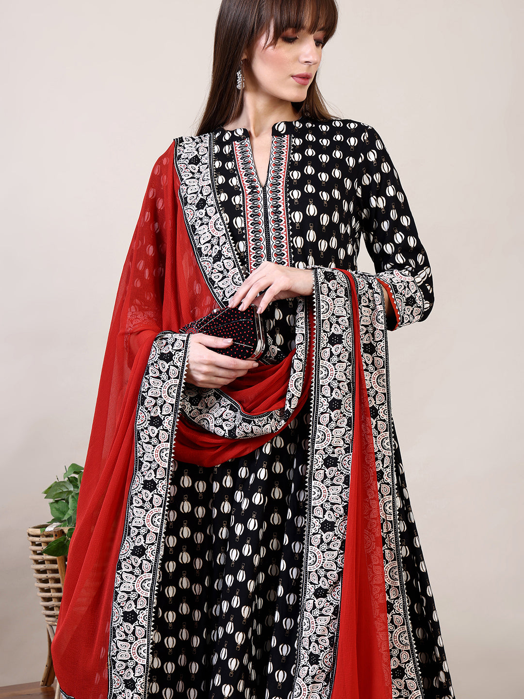 Khari Printed Anarkali Flared Kurta with Pant & Dupatta