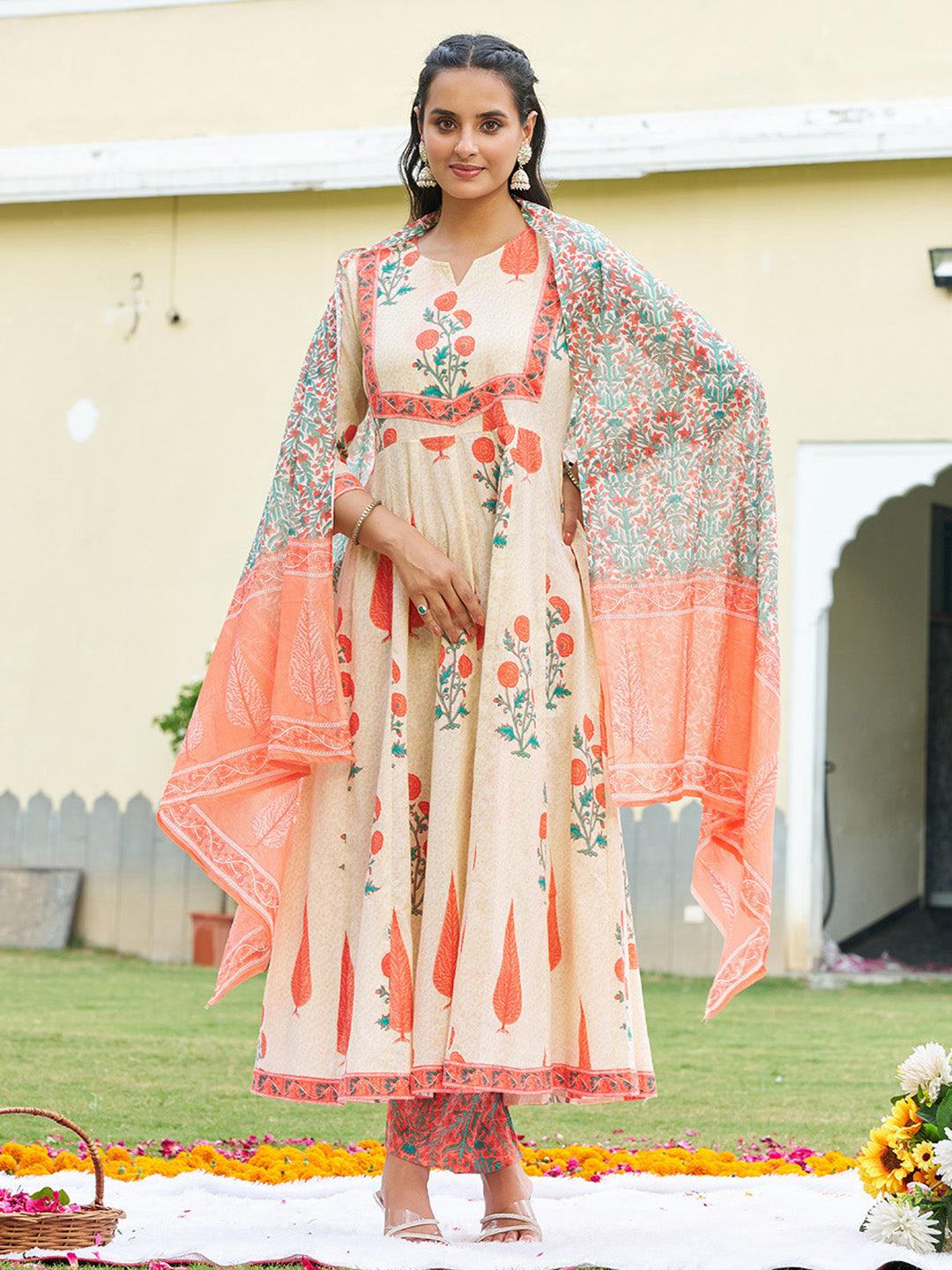 Ethnic Motifs Printed Anarkali Kurta with Pant & Dupatta