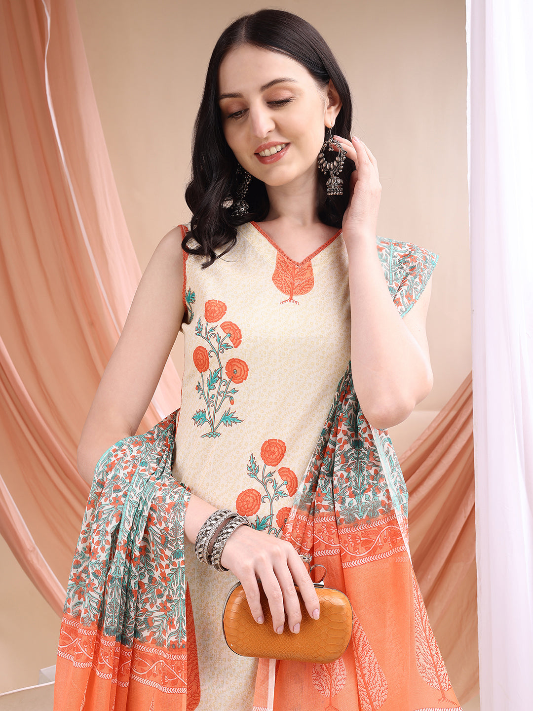 Ethnic Motifs Printed Kurta with Pant & Printed Dupatta