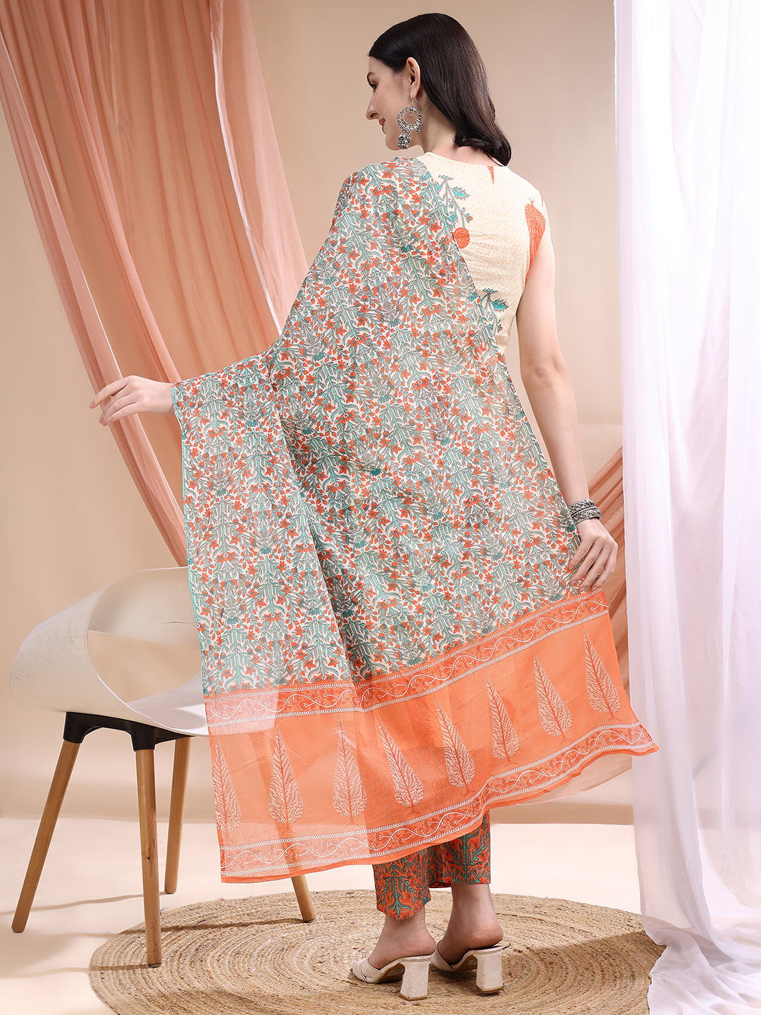 Ethnic Motifs Printed Kurta with Pant & Printed Dupatta