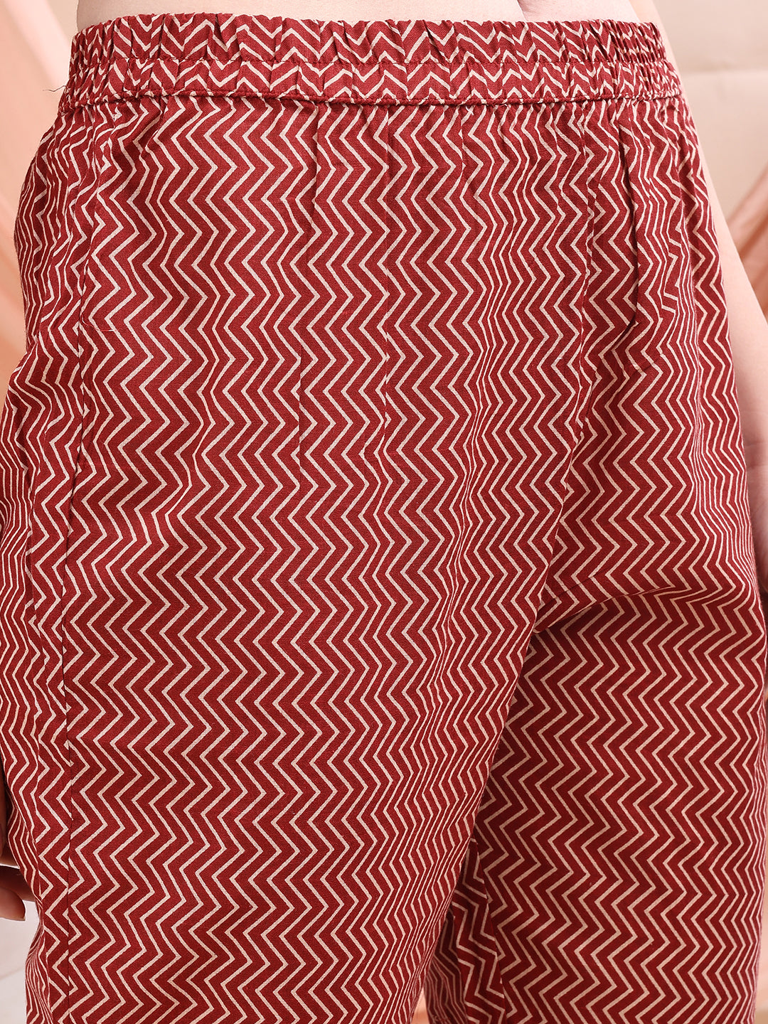 Front Slit Motifs A-line Printed Kurta with Pant & Dupatta