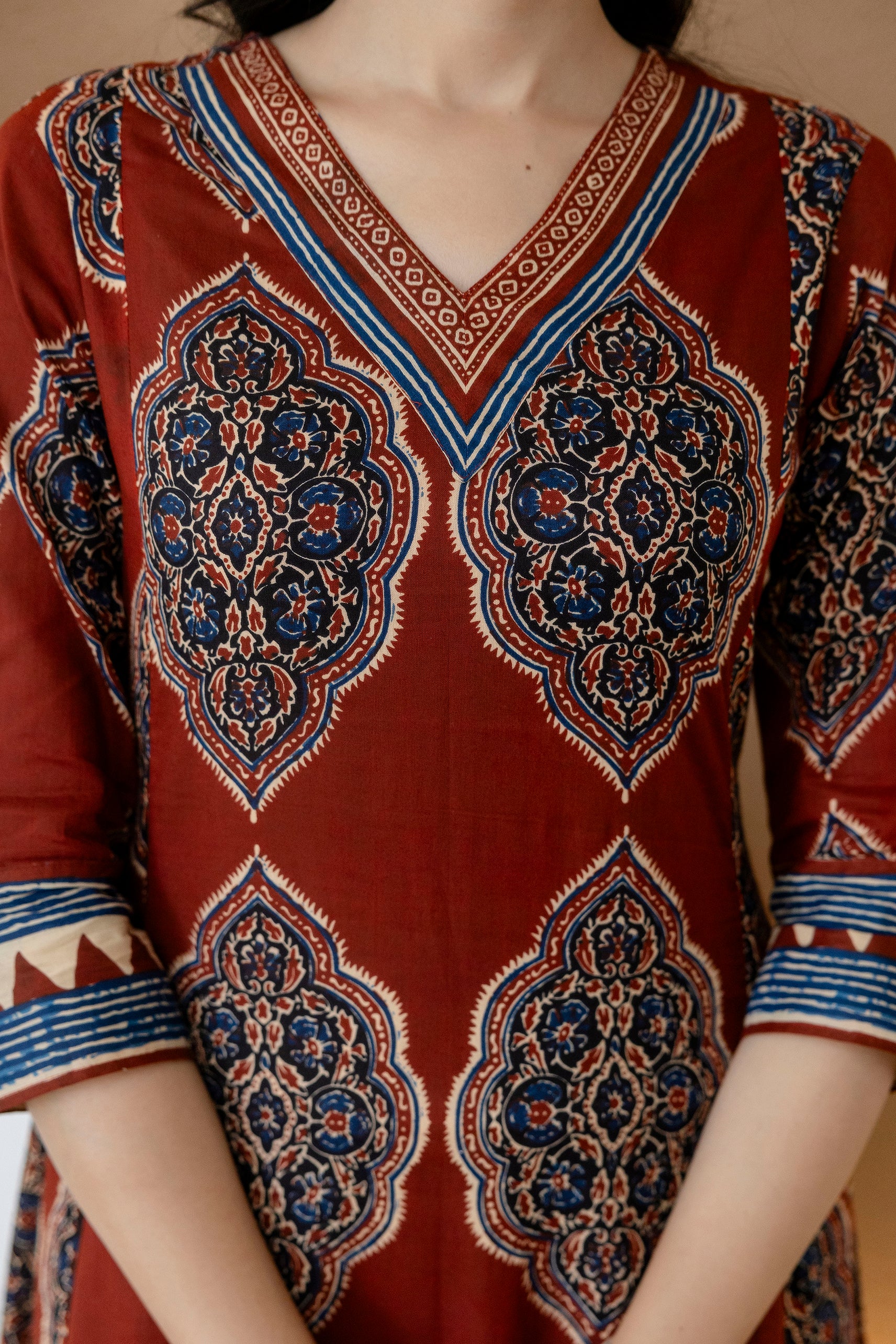 Ethnic Motif Printed Anarkali Kurta Set with Matching Pants & Dupatta